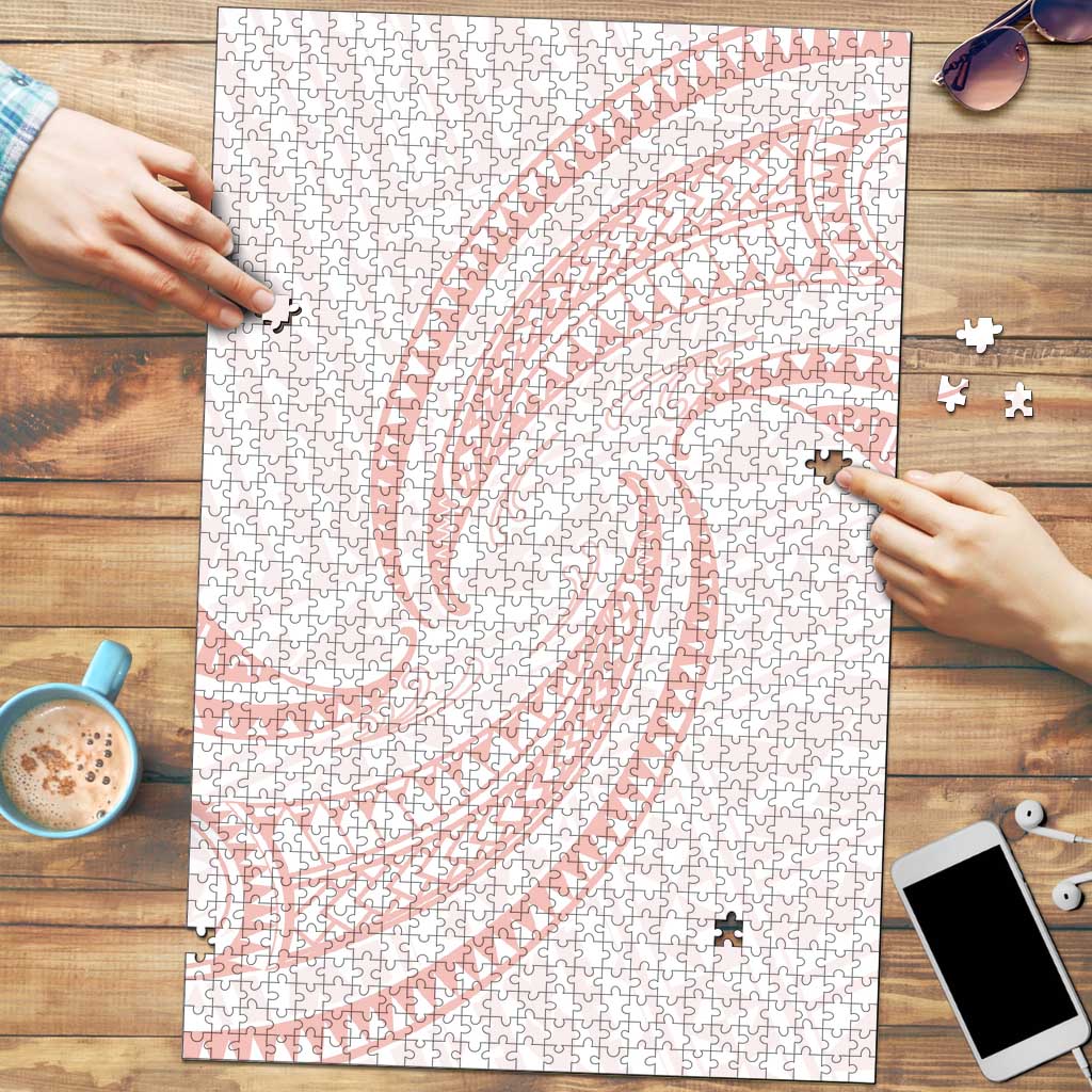 White Sunday Lotu Tamaiti Puzzle Polynesian Wave Pastel Blush LT9 Blush - Polynesian Pride