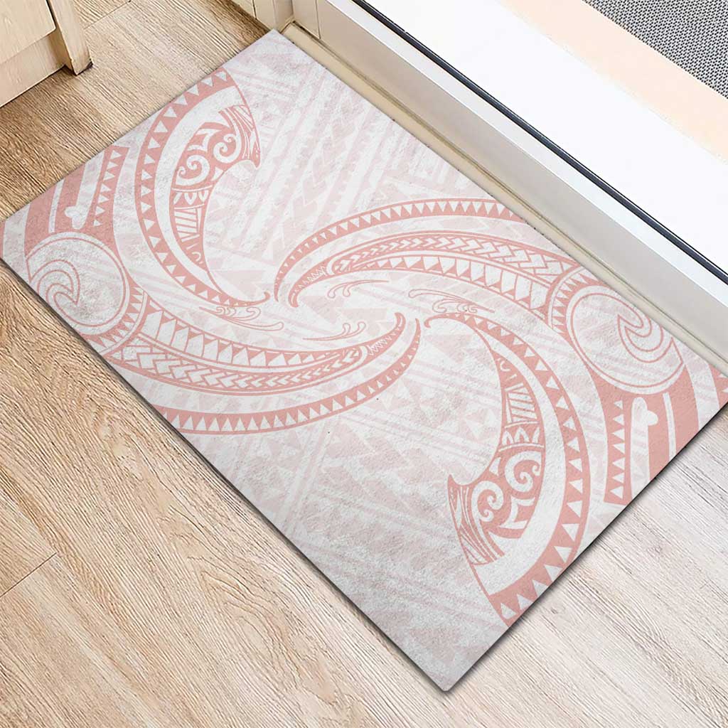 White Sunday Lotu Tamaiti Rubber Doormat Polynesian Wave Pastel Blush LT9 - Polynesian Pride