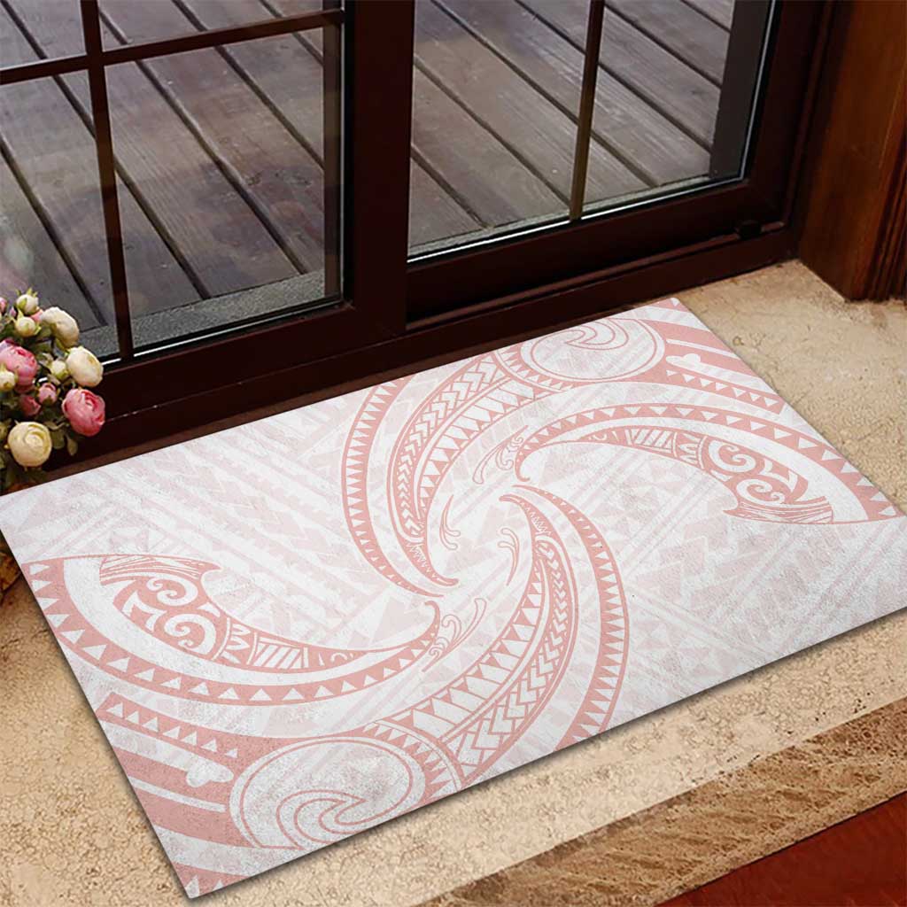 White Sunday Lotu Tamaiti Rubber Doormat Polynesian Wave Pastel Blush LT9 - Polynesian Pride