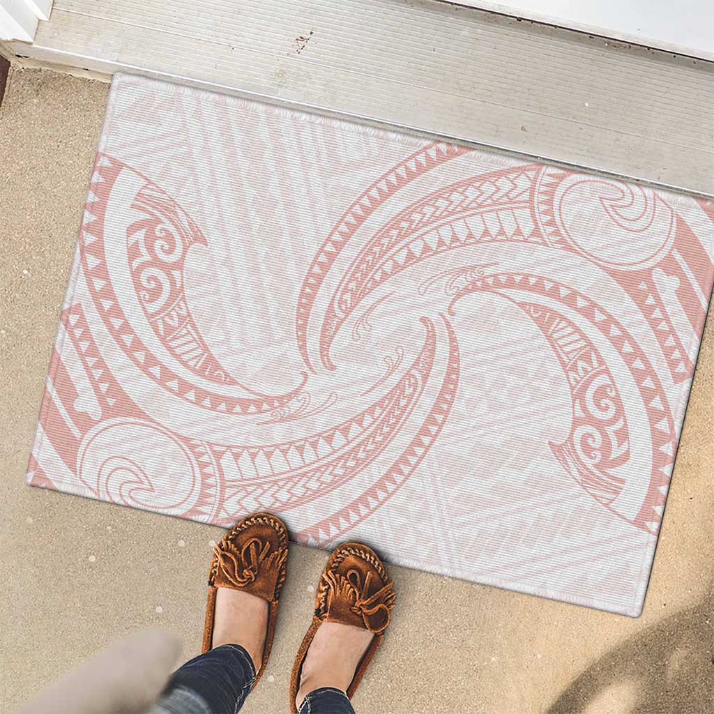 White Sunday Lotu Tamaiti Rubber Doormat Polynesian Wave Pastel Blush LT9 - Polynesian Pride