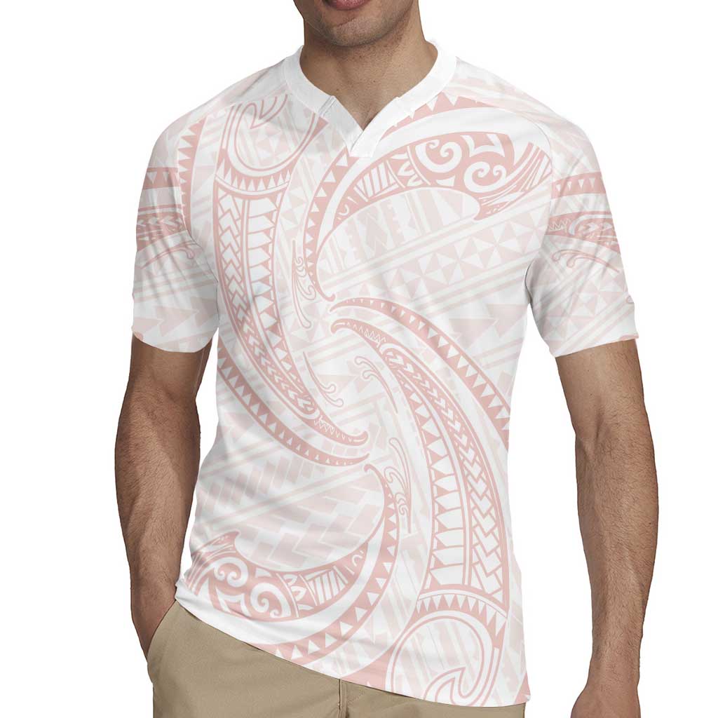 White Sunday Lotu Tamaiti Rugby Jersey Polynesian Wave Pastel Blush LT9 - Polynesian Pride