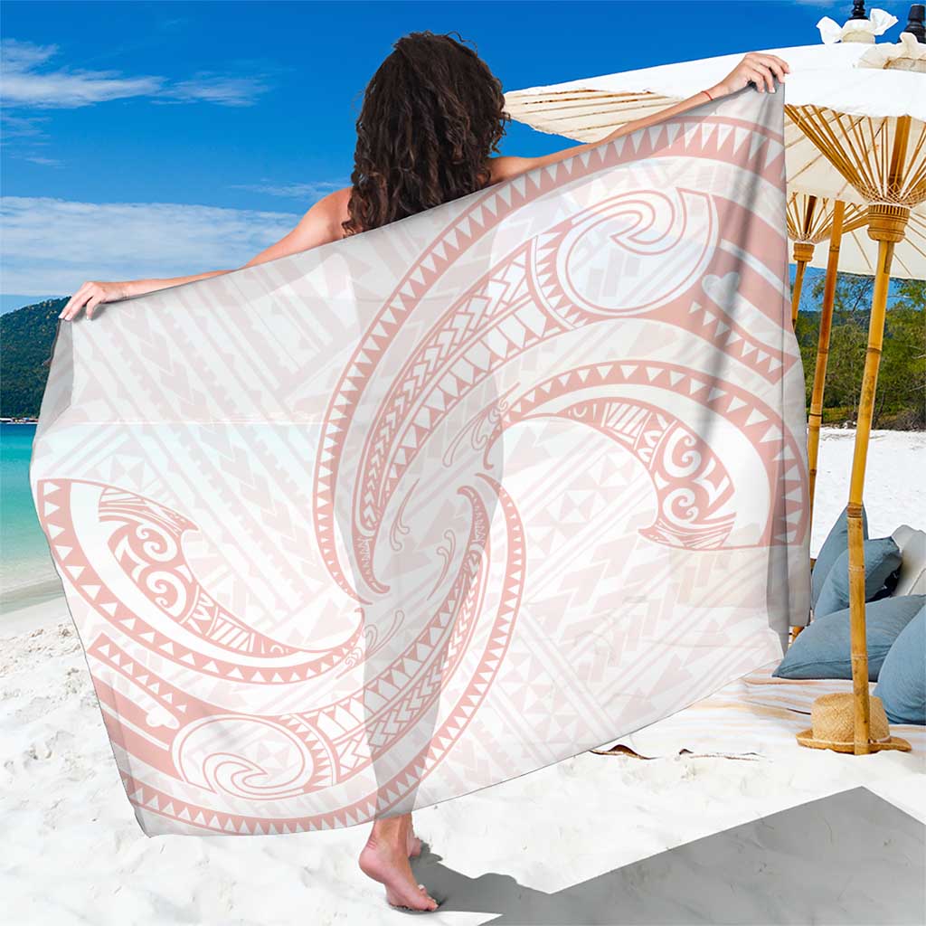 White Sunday Lotu Tamaiti Sarong Polynesian Wave Pastel Blush - Polynesian Pride