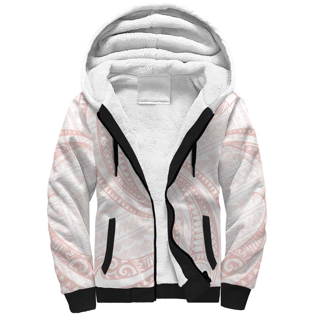 White Sunday Lotu Tamaiti Sherpa Hoodie Polynesian Wave Pastel Blush LT9 Unisex Blush - Polynesian Pride