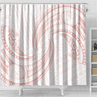White Sunday Lotu Tamaiti Shower Curtain Polynesian Wave Pastel Blush - Polynesian Pride