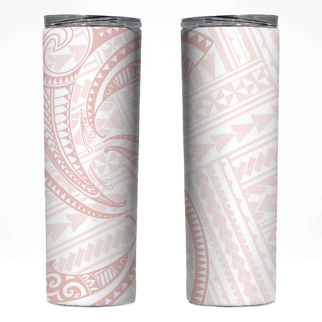 White Sunday Lotu Tamaiti Skinny Tumbler Polynesian Wave Pastel Blush - Polynesian Pride