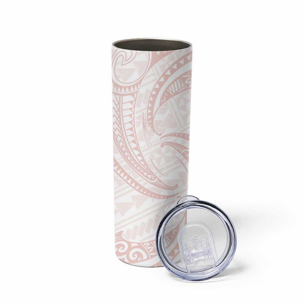 White Sunday Lotu Tamaiti Skinny Tumbler Polynesian Wave Pastel Blush - Polynesian Pride