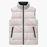 White Sunday Lotu Tamaiti Sleeveless Puffer Jacket Polynesian Wave Pastel Blush LT9 Unisex Blush - Polynesian Pride