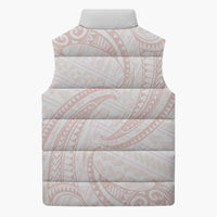 White Sunday Lotu Tamaiti Sleeveless Puffer Jacket Polynesian Wave Pastel Blush LT9 - Polynesian Pride