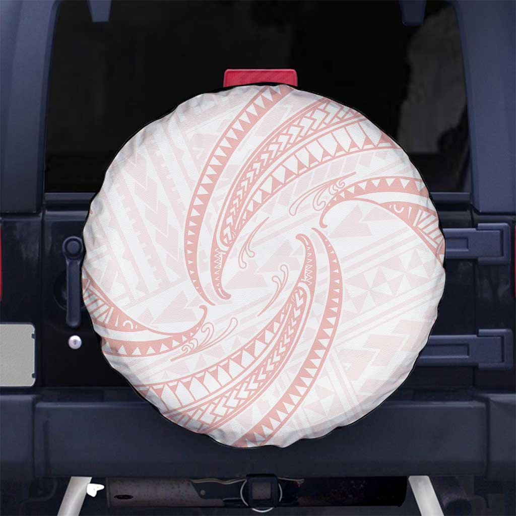 White Sunday Lotu Tamaiti Spare Tire Cover Polynesian Wave Pastel Blush - Polynesian Pride
