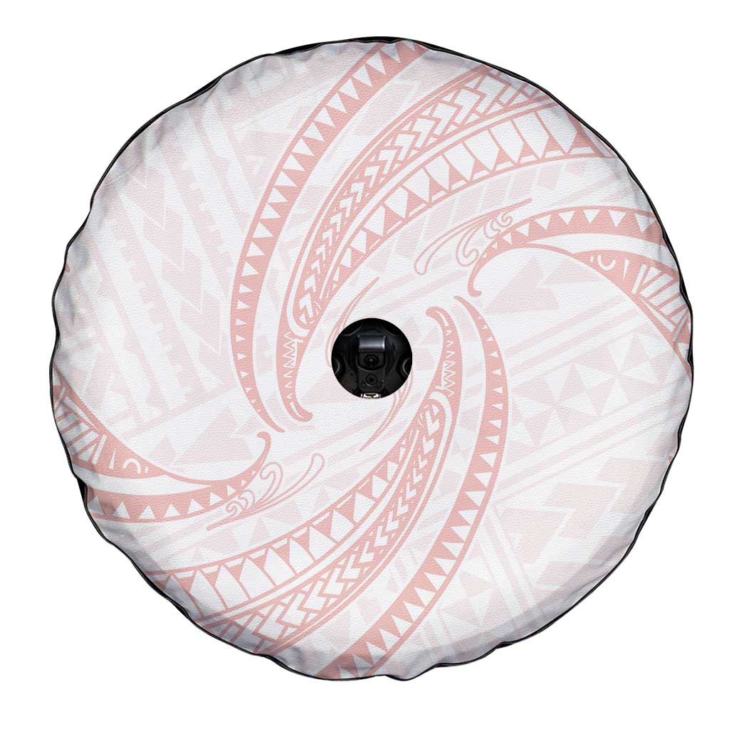 White Sunday Lotu Tamaiti Spare Tire Cover Polynesian Wave Pastel Blush - Polynesian Pride