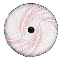 White Sunday Lotu Tamaiti Spare Tire Cover Polynesian Wave Pastel Blush - Polynesian Pride