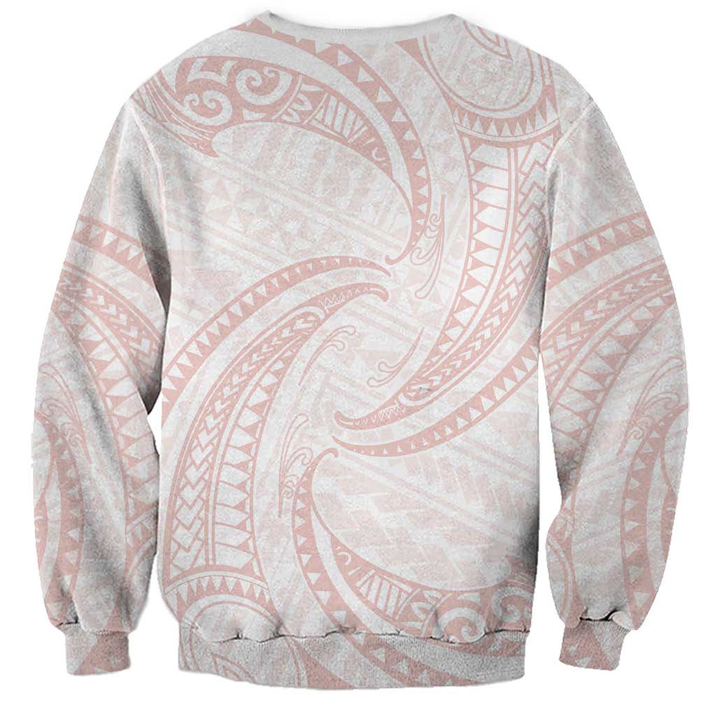 White Sunday Lotu Tamaiti Sweatshirt Polynesian Wave Pastel Blush LT9 - Polynesian Pride