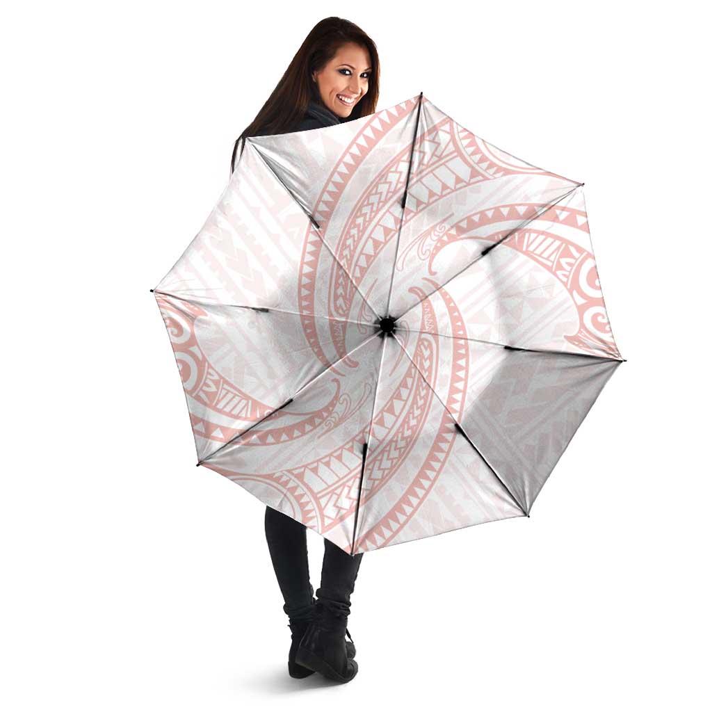 White Sunday Lotu Tamaiti Umbrella Polynesian Wave Pastel Blush - Polynesian Pride