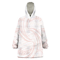 White Sunday Lotu Tamaiti Wearable Blanket Hoodie Polynesian Wave Pastel Blush LT9 One Size Blush - Polynesian Pride
