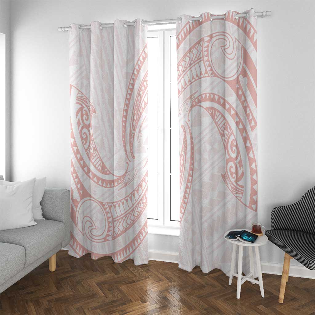 White Sunday Lotu Tamaiti Window Curtain Polynesian Wave Pastel Blush - Polynesian Pride