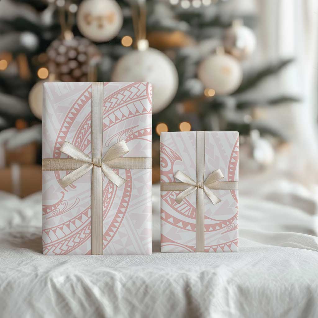 White Sunday Lotu Tamaiti Wrapping Paper Polynesian Wave Pastel Blush LT9 - Polynesian Pride