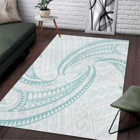 White Sunday Lotu Tamaiti Area Rug Polynesian Wave Pastel Cyan - Polynesian Pride