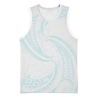 White Sunday Lotu Tamaiti Basketball Jersey Polynesian Wave Pastel Cyan LT9 Unisex Cyan - Polynesian Pride