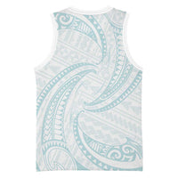White Sunday Lotu Tamaiti Basketball Jersey Polynesian Wave Pastel Cyan LT9 - Polynesian Pride