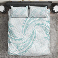 White Sunday Lotu Tamaiti Bedding Set Polynesian Wave Pastel Cyan - Polynesian Pride