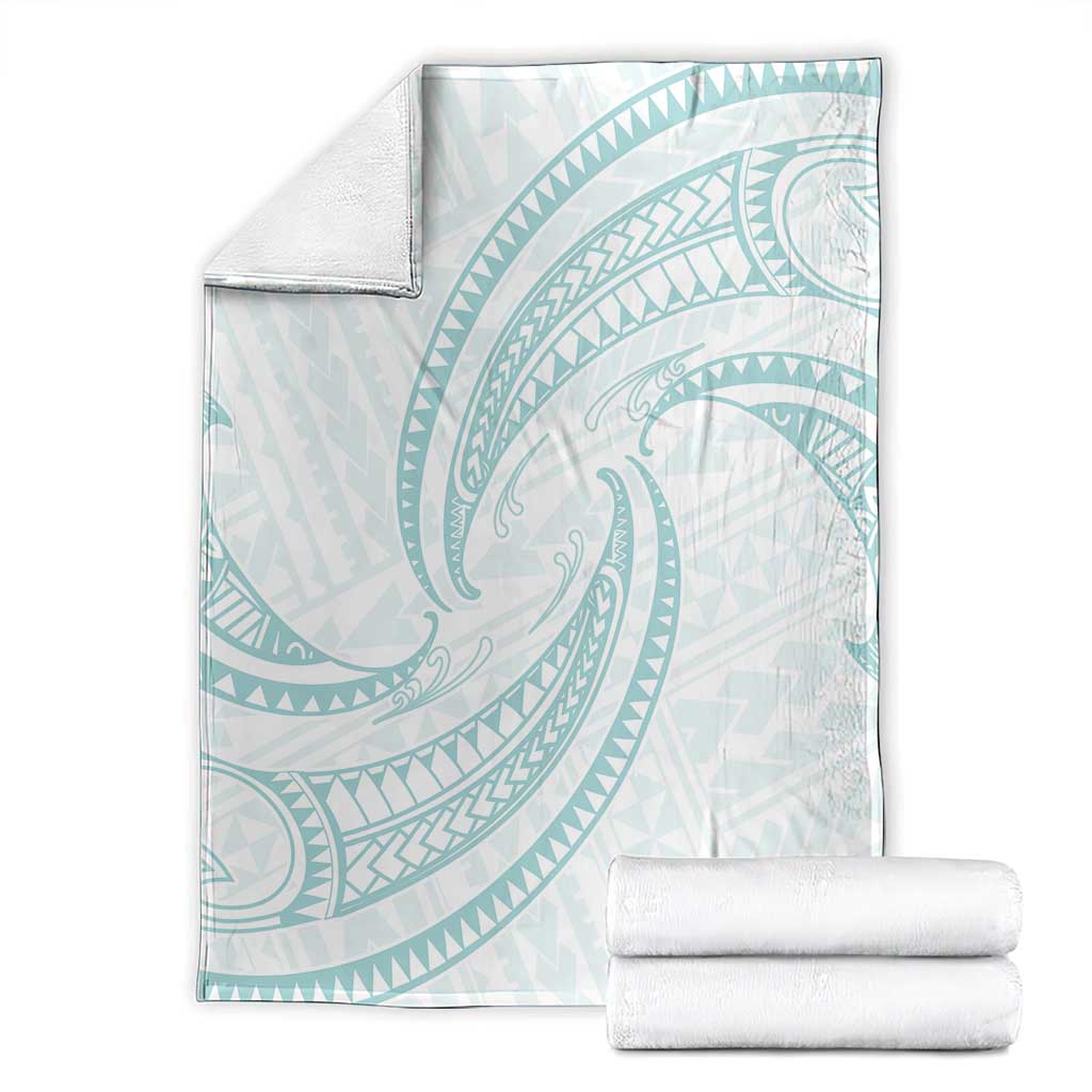 White Sunday Lotu Tamaiti Blanket Polynesian Wave Pastel Cyan - Polynesian Pride