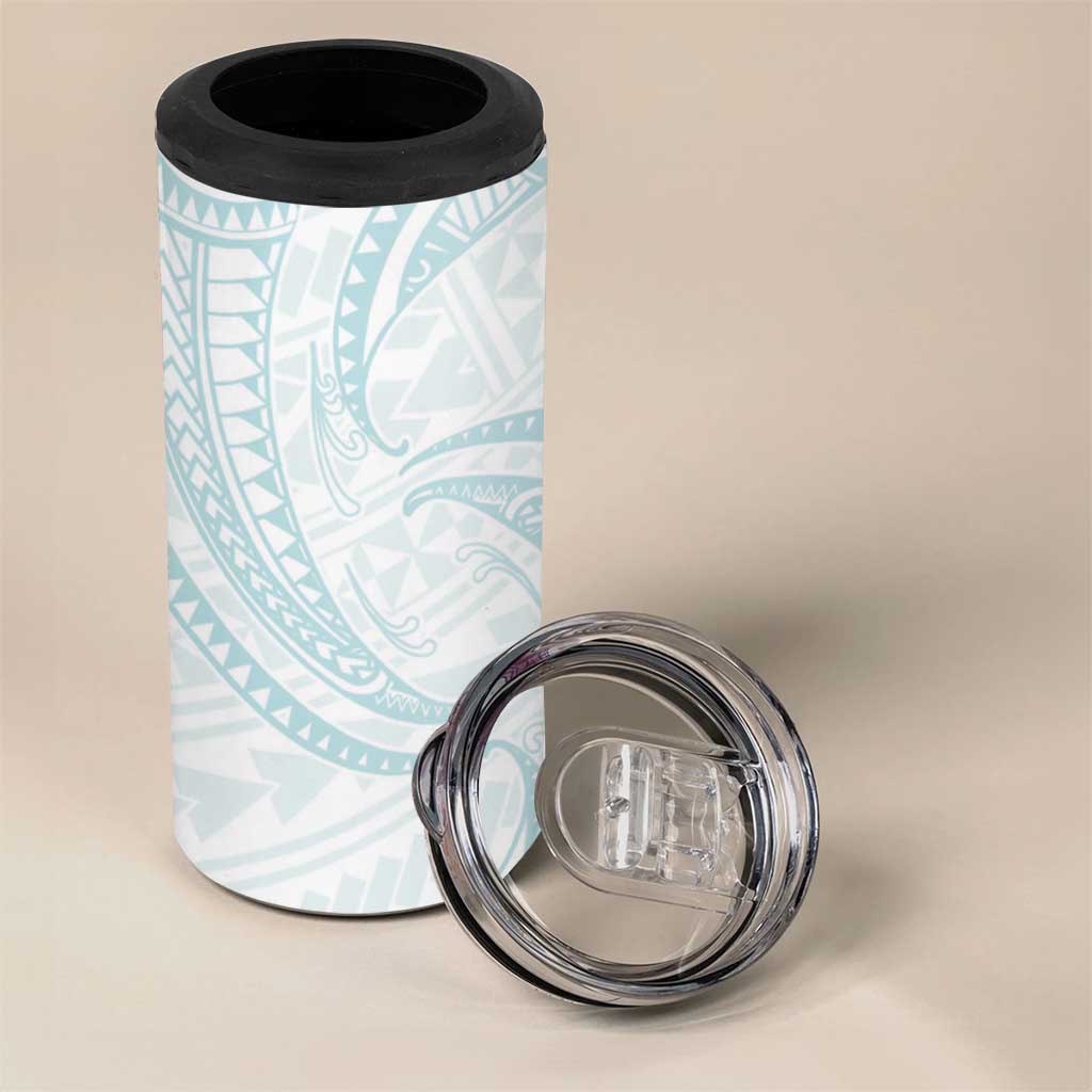 White Sunday Lotu Tamaiti 4 in 1 Can Cooler Tumbler Polynesian Wave Pastel Cyan LT9 - Polynesian Pride
