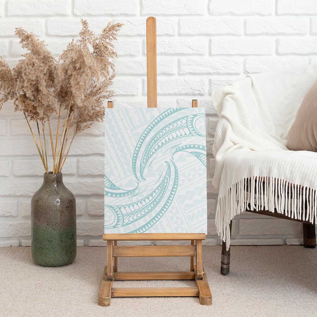 White Sunday Lotu Tamaiti Canvas Wall Art Polynesian Wave Pastel Cyan - Polynesian Pride