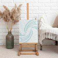White Sunday Lotu Tamaiti Canvas Wall Art Polynesian Wave Pastel Cyan - Polynesian Pride