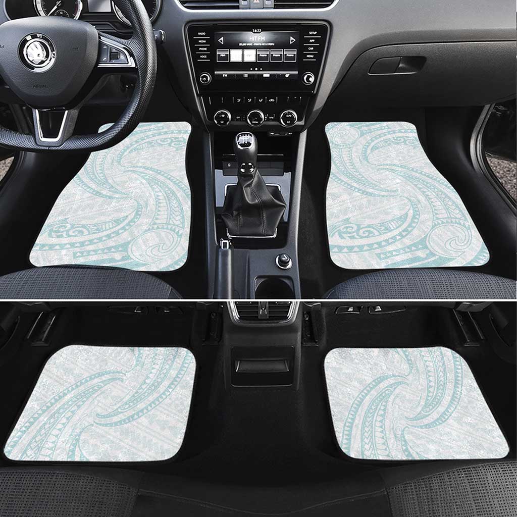 White Sunday Lotu Tamaiti Car Mats Polynesian Wave Pastel Cyan LT9 Set 4pcs Cyan - Polynesian Pride