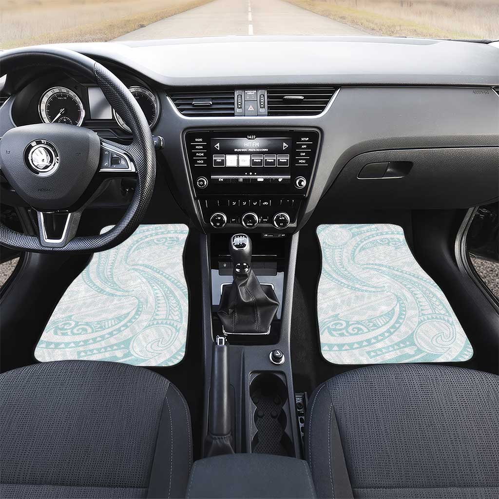 White Sunday Lotu Tamaiti Car Mats Polynesian Wave Pastel Cyan LT9 Set 2pcs - Front Cyan - Polynesian Pride
