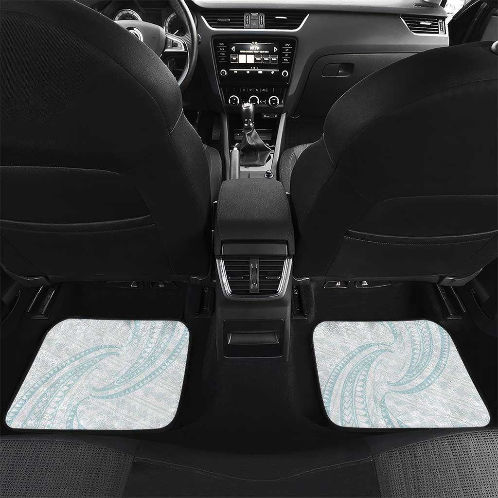 White Sunday Lotu Tamaiti Car Mats Polynesian Wave Pastel Cyan LT9 Set 2pcs - Back Cyan - Polynesian Pride
