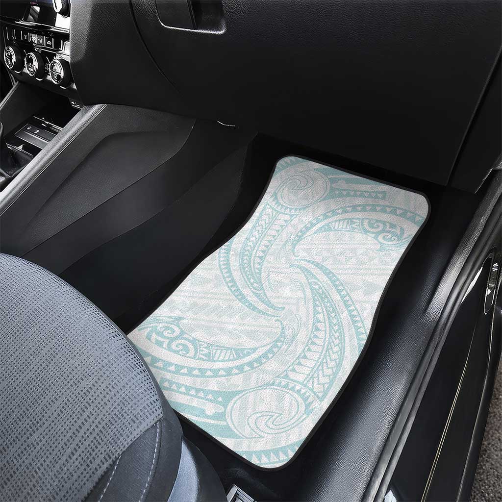 White Sunday Lotu Tamaiti Car Mats Polynesian Wave Pastel Cyan LT9 - Polynesian Pride