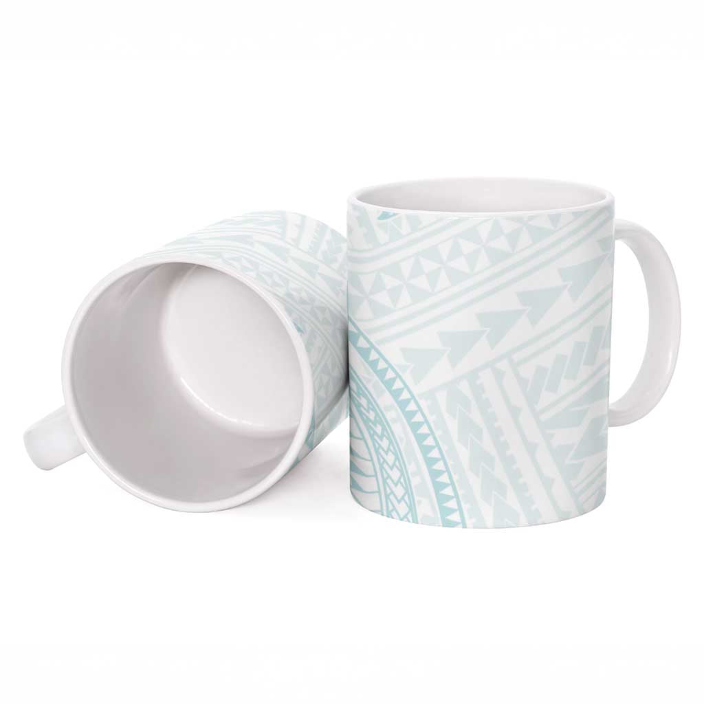 White Sunday Lotu Tamaiti Ceramic Mug Polynesian Wave Pastel Cyan - Polynesian Pride