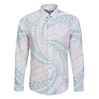 White Sunday Lotu Tamaiti Family Matching Puletasi and Hawaiian Shirt Polynesian Wave Pastel Cyan - Polynesian Pride