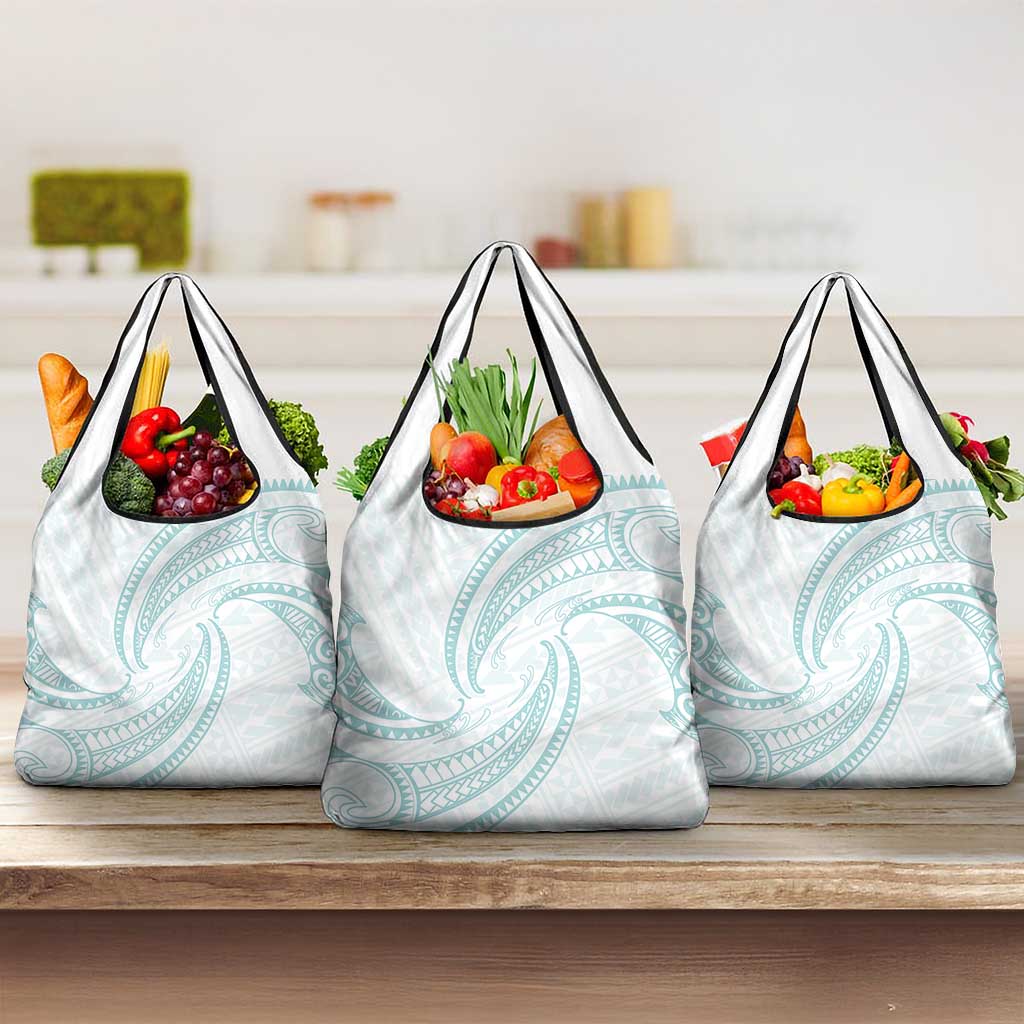 White Sunday Lotu Tamaiti Grocery Bag Polynesian Wave Pastel Cyan LT9 3-pack One Size Cyan - Polynesian Pride