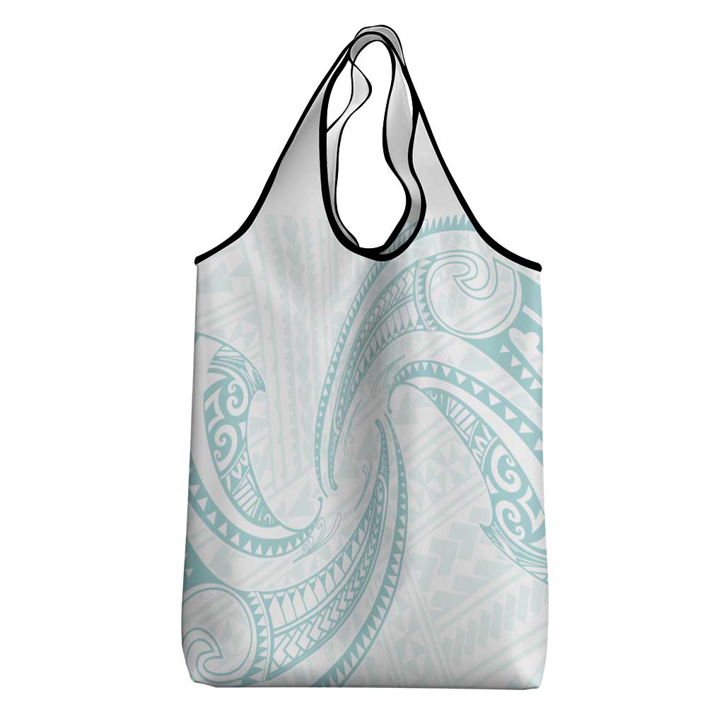 White Sunday Lotu Tamaiti Grocery Bag Polynesian Wave Pastel Cyan LT9 - Polynesian Pride