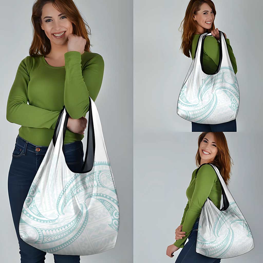 White Sunday Lotu Tamaiti Grocery Bag Polynesian Wave Pastel Cyan LT9 - Polynesian Pride