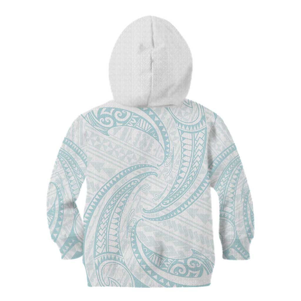 White Sunday Lotu Tamaiti Kid Hoodie Polynesian Wave Pastel Cyan - Polynesian Pride
