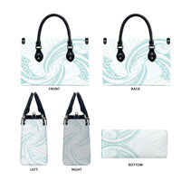 White Sunday Lotu Tamaiti Leather Bag Polynesian Wave Pastel Cyan - Polynesian Pride