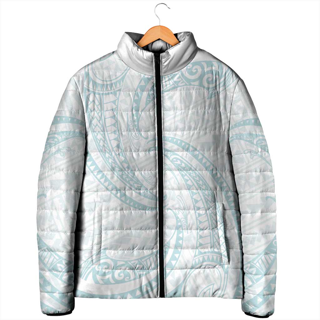 White Sunday Lotu Tamaiti Padded Jacket Polynesian Wave Pastel Cyan LT9 - Polynesian Pride