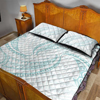 White Sunday Lotu Tamaiti Quilt Bed Set Polynesian Wave Pastel Cyan - Polynesian Pride