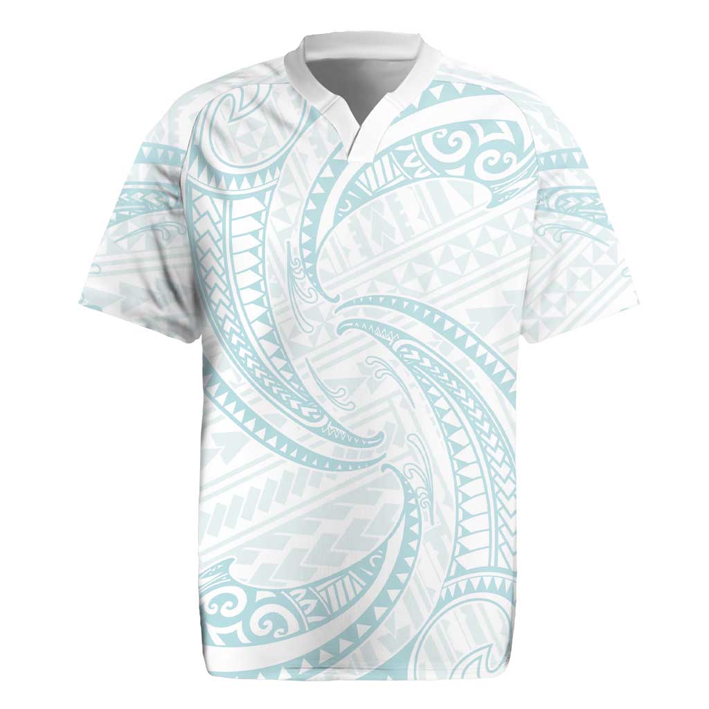 White Sunday Lotu Tamaiti Rugby Jersey Polynesian Wave Pastel Cyan LT9 Cyan - Polynesian Pride