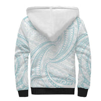 White Sunday Lotu Tamaiti Sherpa Hoodie Polynesian Wave Pastel Cyan LT9 - Polynesian Pride
