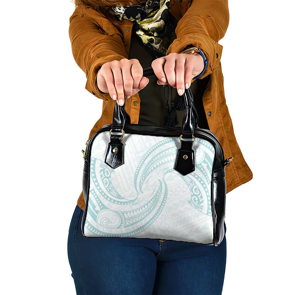 White Sunday Lotu Tamaiti Shoulder Handbag Polynesian Wave Pastel Cyan - Polynesian Pride