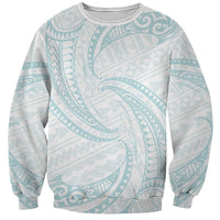 White Sunday Lotu Tamaiti Sweatshirt Polynesian Wave Pastel Cyan LT9 Unisex Cyan - Polynesian Pride