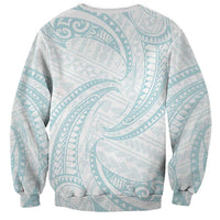 White Sunday Lotu Tamaiti Sweatshirt Polynesian Wave Pastel Cyan LT9 - Polynesian Pride