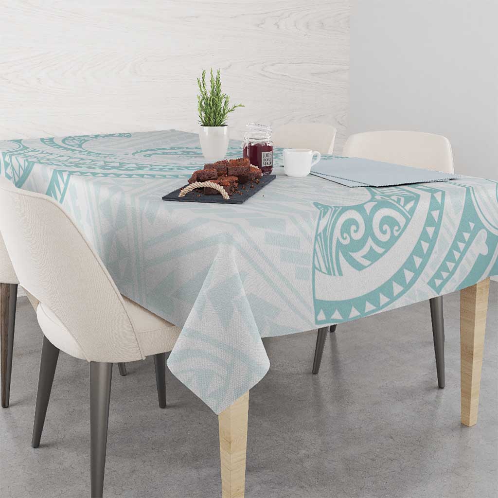 White Sunday Lotu Tamaiti Tablecloth Polynesian Wave Pastel Cyan LT9 - Polynesian Pride