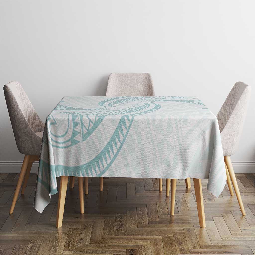 White Sunday Lotu Tamaiti Tablecloth Polynesian Wave Pastel Cyan LT9 - Polynesian Pride