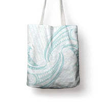 White Sunday Lotu Tamaiti Tote Bag Polynesian Wave Pastel Cyan - Polynesian Pride