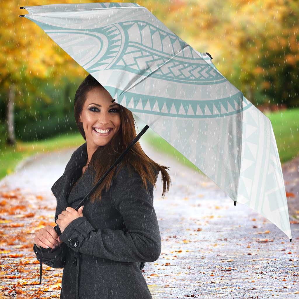 White Sunday Lotu Tamaiti Umbrella Polynesian Wave Pastel Cyan - Polynesian Pride